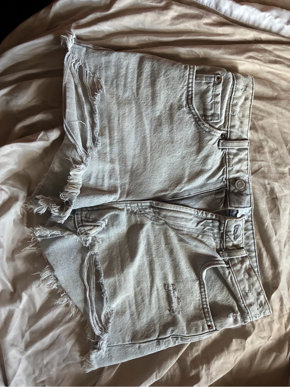 Primark Light Gray Distressed Denim Cutoff Shorts